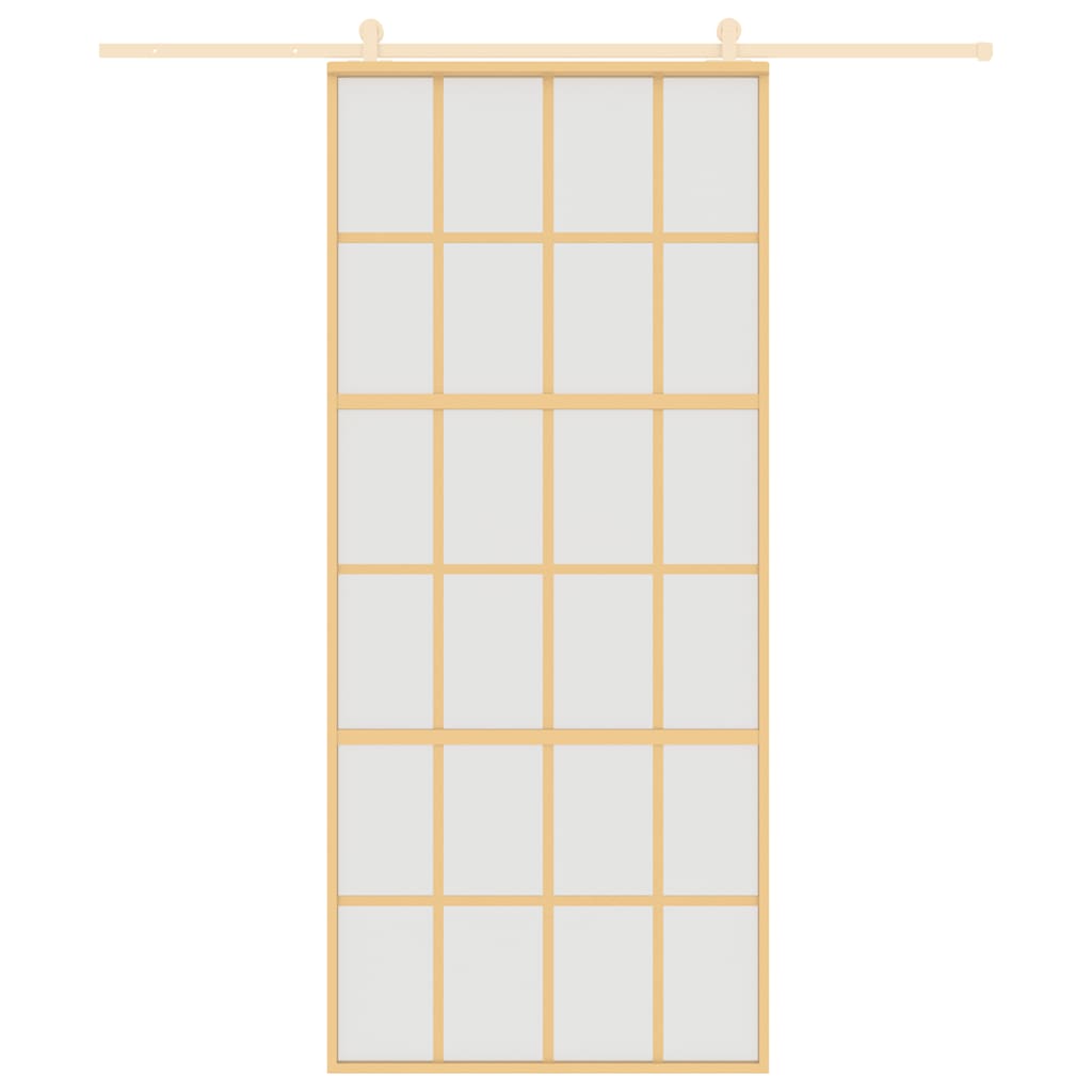 Schuifdeur 90x205 cm mat ESG-glas en aluminium goudkleurig is nu te koop bij PeponiXL, paradijselijk wonen!