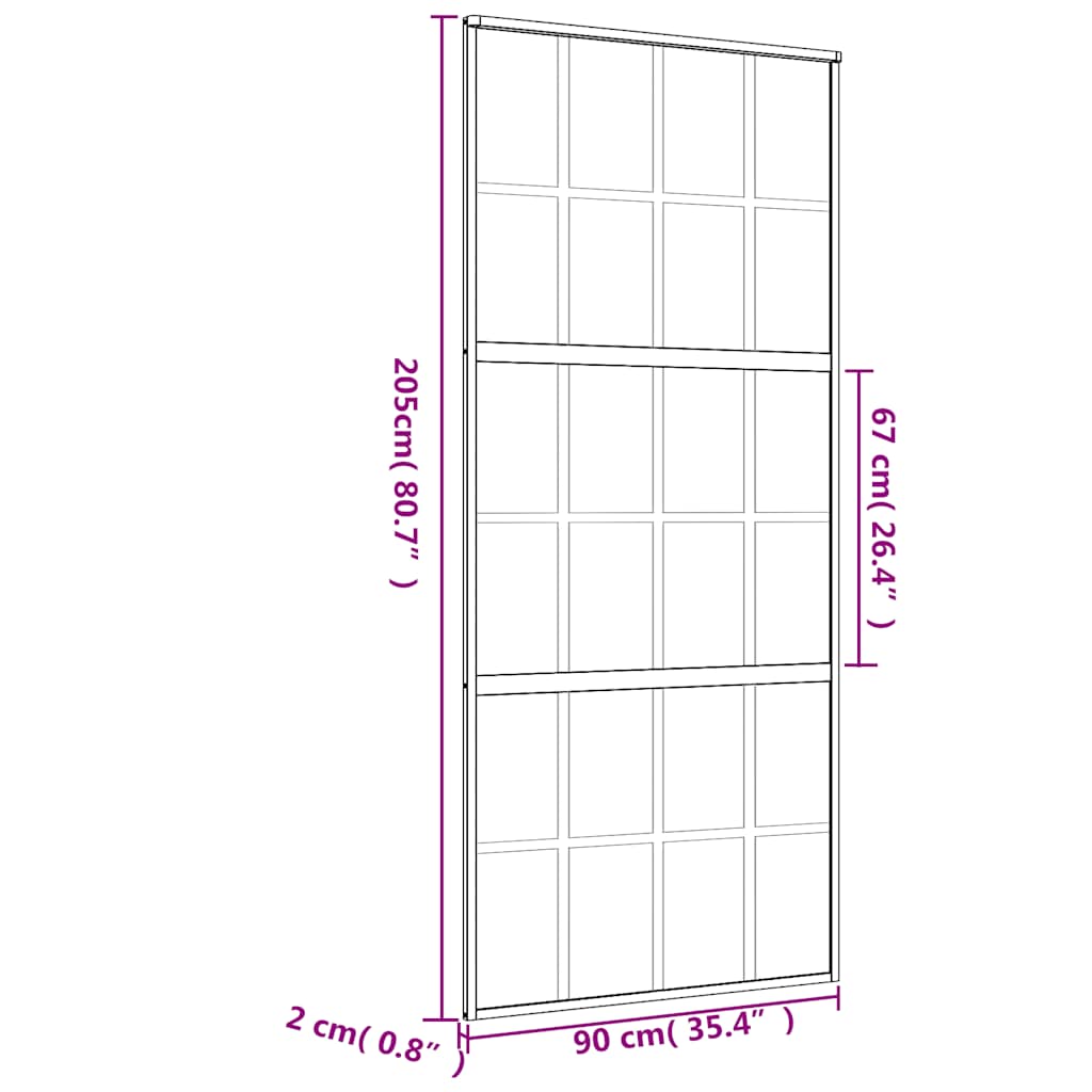 Schuifdeur 90x205 cm mat ESG-glas en aluminium goudkleurig is nu te koop bij PeponiXL, paradijselijk wonen!