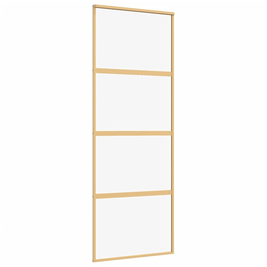 Schuifdeur 76x205 cm helder ESG-glas en aluminium goudkleurig is nu te koop bij PeponiXL, paradijselijk wonen!