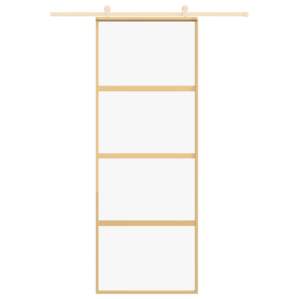 Schuifdeur 76x205 cm helder ESG-glas en aluminium goudkleurig is nu te koop bij PeponiXL, paradijselijk wonen!