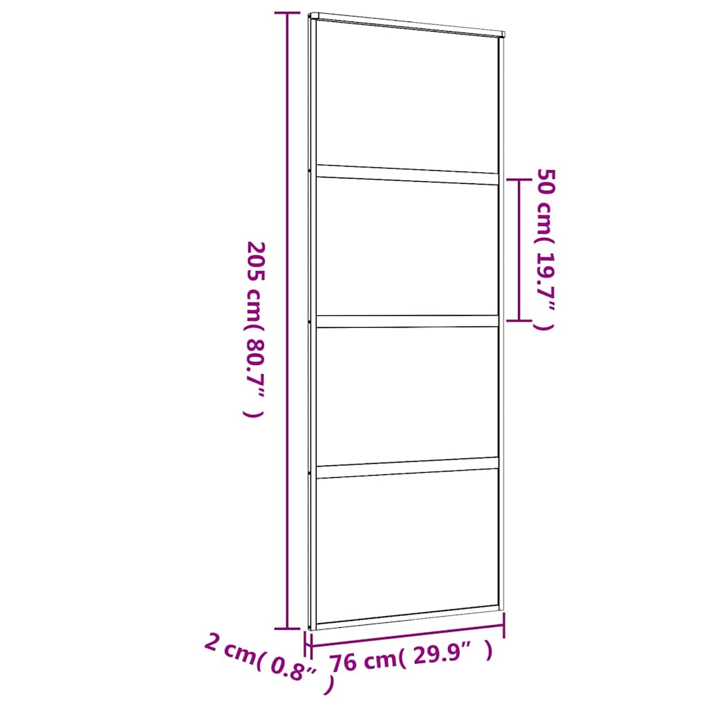Schuifdeur 76x205 cm helder ESG-glas en aluminium goudkleurig is nu te koop bij PeponiXL, paradijselijk wonen!