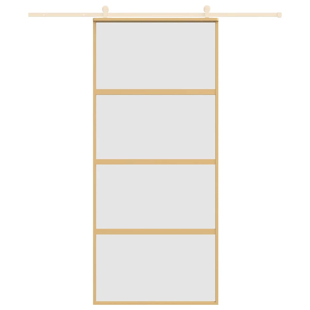 Schuifdeur 90x205 cm mat ESG-glas en aluminium goudkleurig is nu te koop bij PeponiXL, paradijselijk wonen!