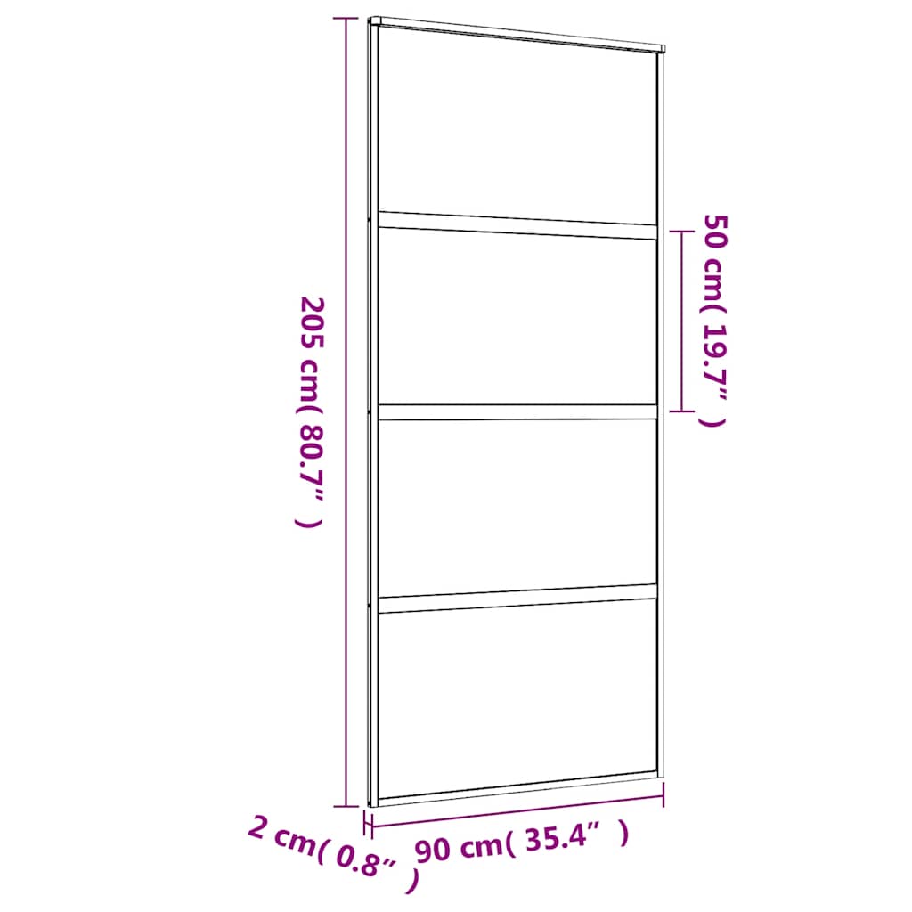 Schuifdeur 90x205 cm mat ESG-glas en aluminium goudkleurig is nu te koop bij PeponiXL, paradijselijk wonen!