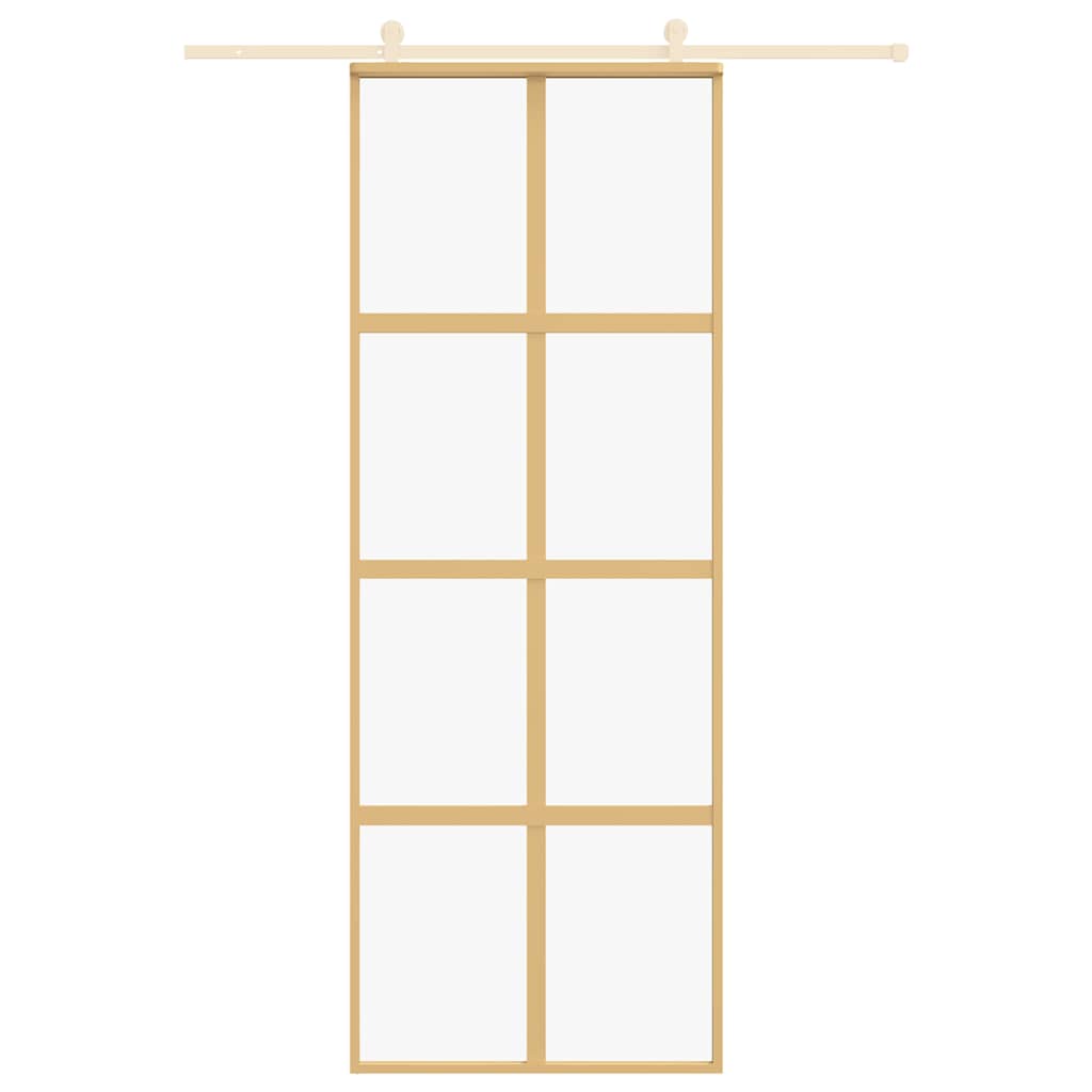 Schuifdeur 76x205 cm helder ESG-glas en aluminium goudkleurig is nu te koop bij PeponiXL, paradijselijk wonen!