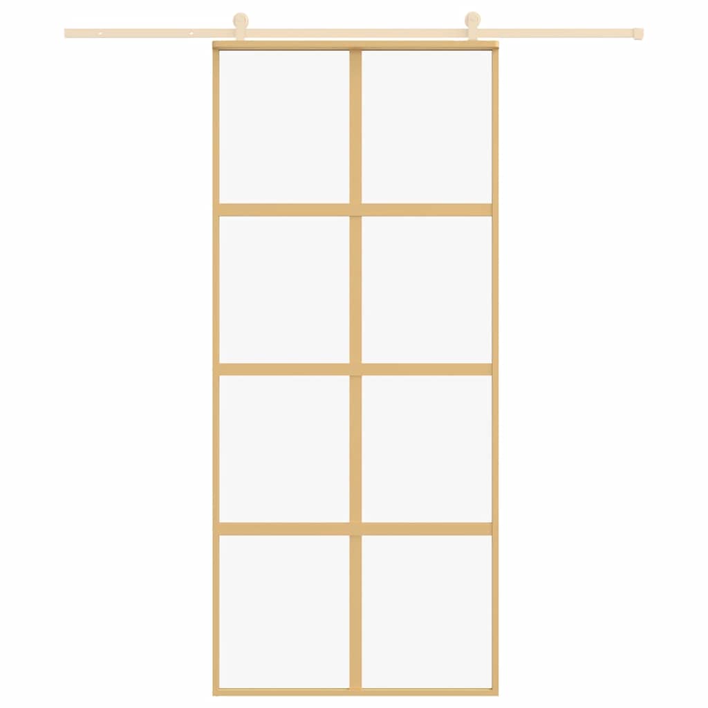 Schuifdeur 90x205 cm helder ESG-glas en aluminium goudkleurig is nu te koop bij PeponiXL, paradijselijk wonen!