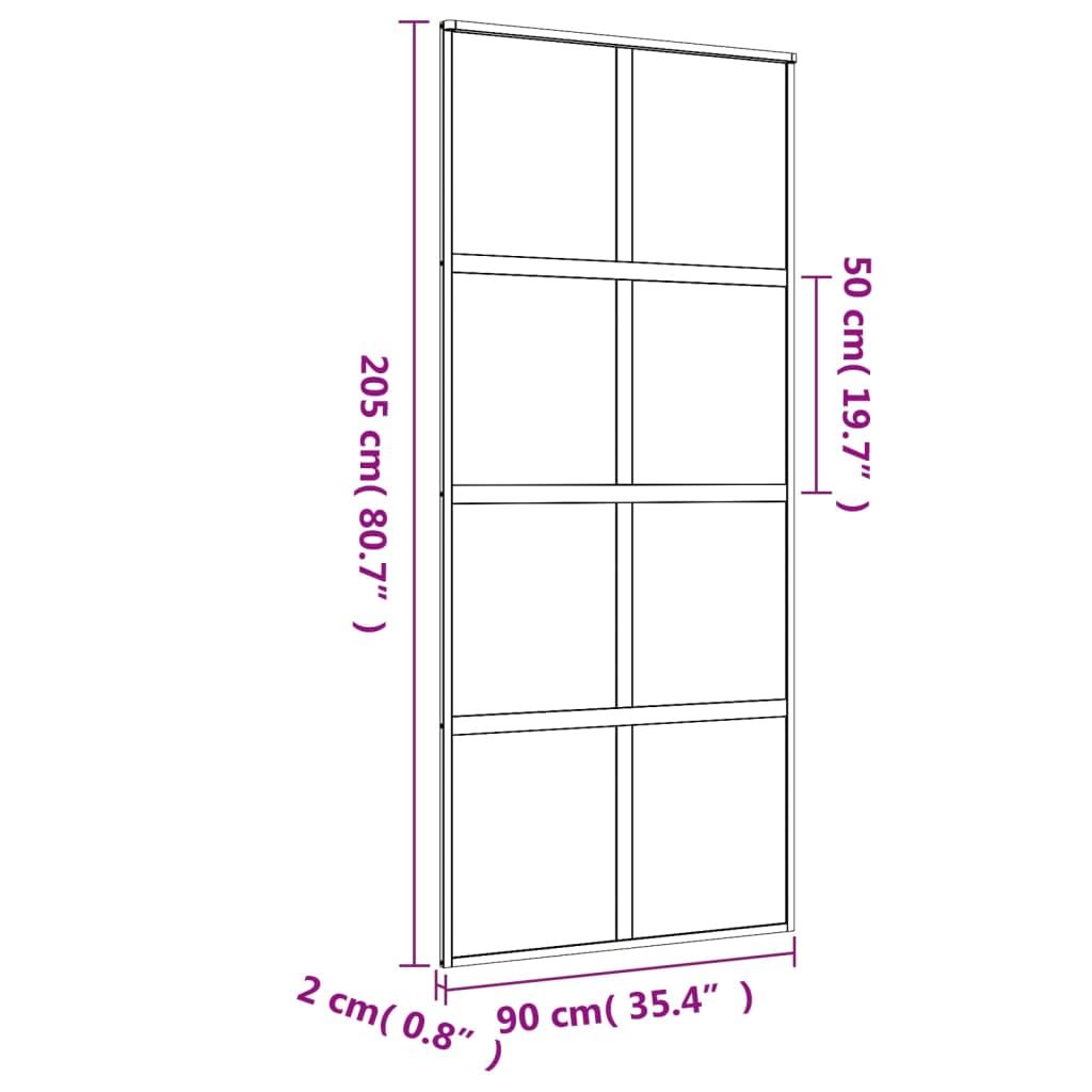 Schuifdeur 90x205 cm helder ESG-glas en aluminium goudkleurig is nu te koop bij PeponiXL, paradijselijk wonen!