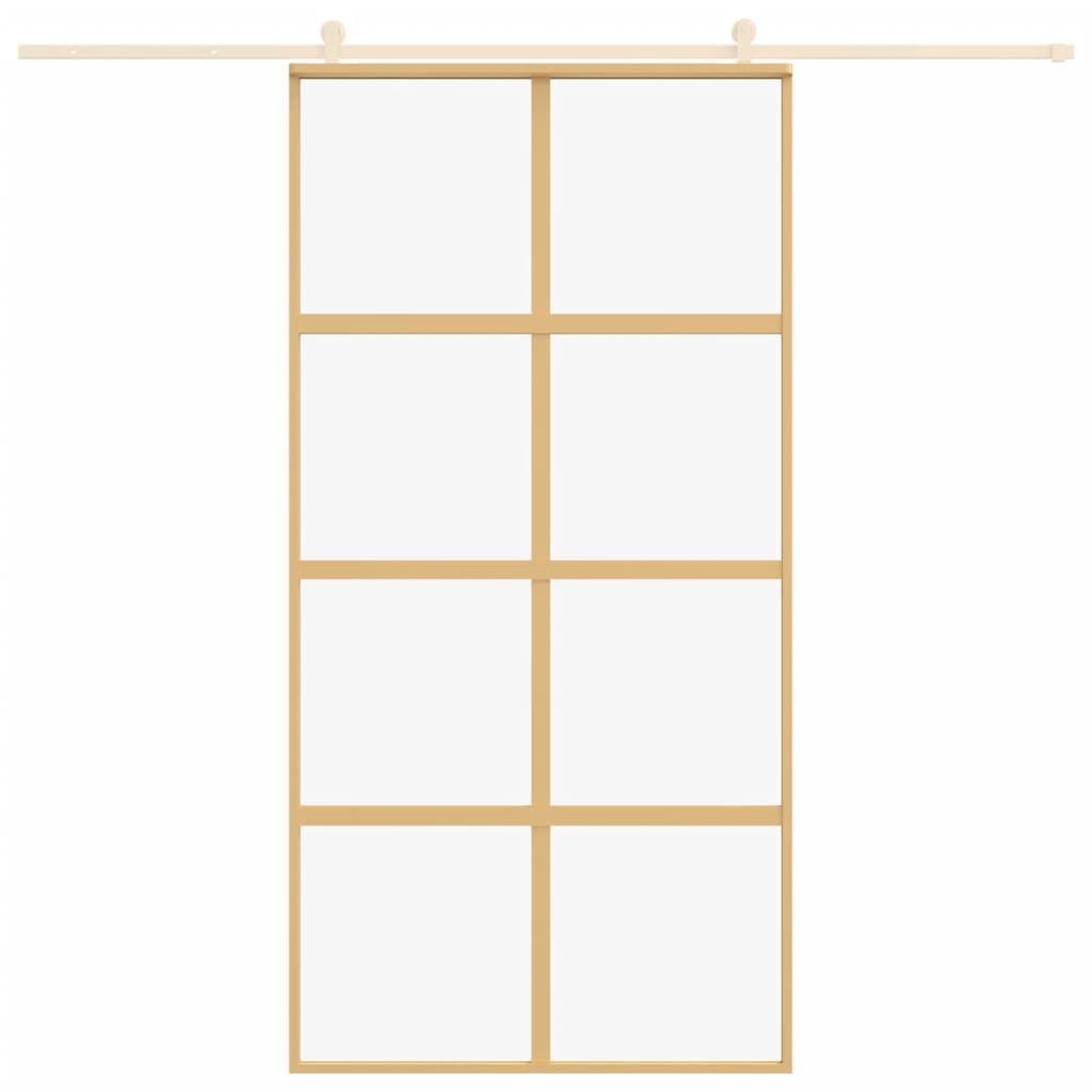 Schuifdeur 102,5x205 cm helder ESG-glas en aluminium goudkleur is nu te koop bij PeponiXL, paradijselijk wonen!