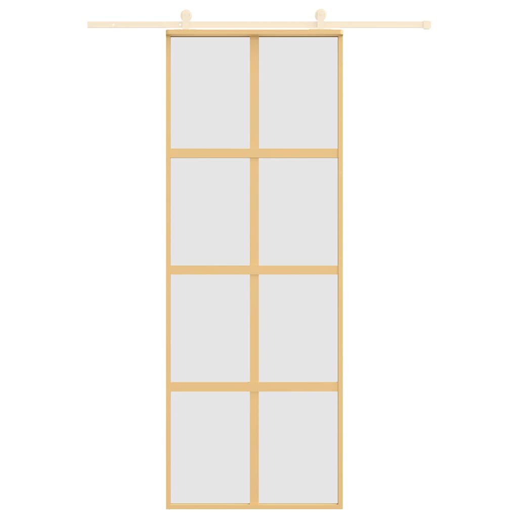 Schuifdeur 76x205 cm mat ESG-glas en aluminium goudkleurig is nu te koop bij PeponiXL, paradijselijk wonen!