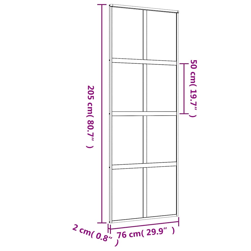 Schuifdeur 76x205 cm mat ESG-glas en aluminium goudkleurig is nu te koop bij PeponiXL, paradijselijk wonen!