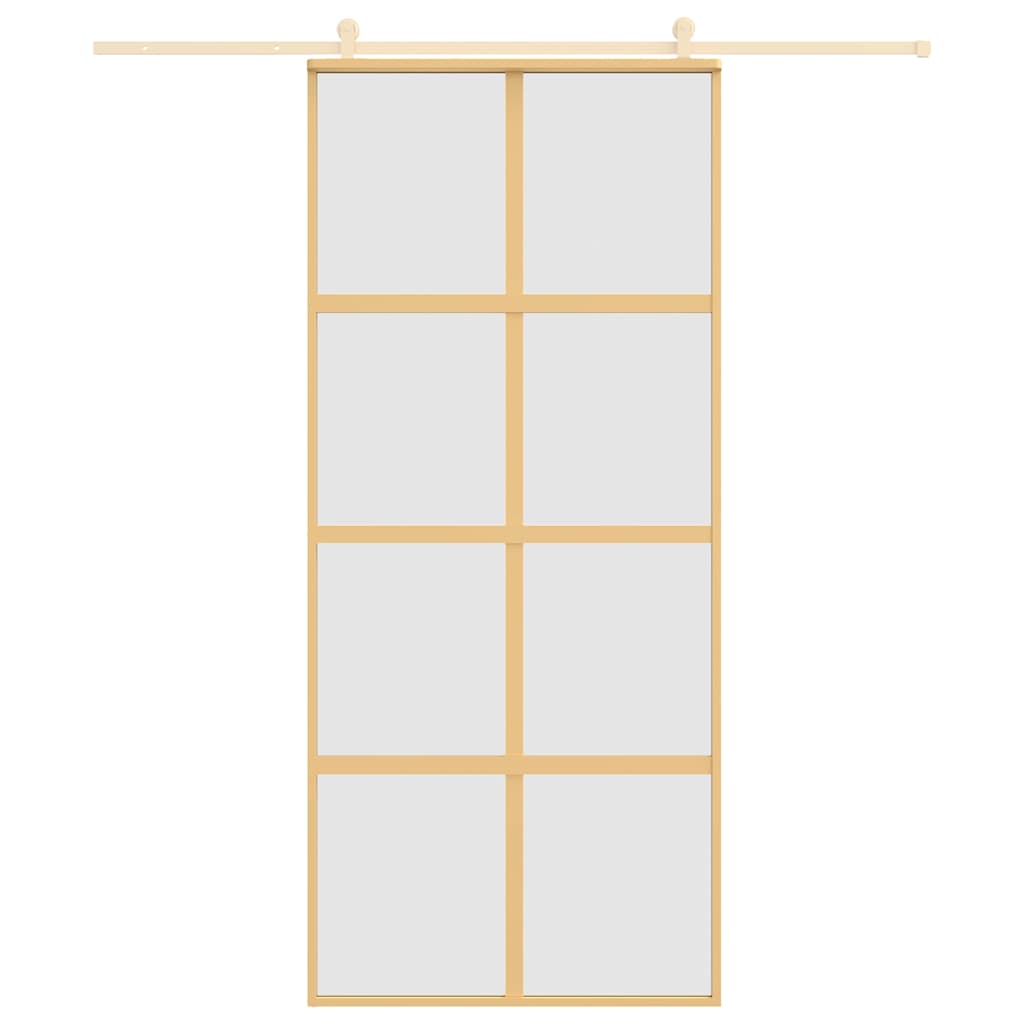 Schuifdeur 90x205 cm mat ESG-glas en aluminium goudkleurig is nu te koop bij PeponiXL, paradijselijk wonen!