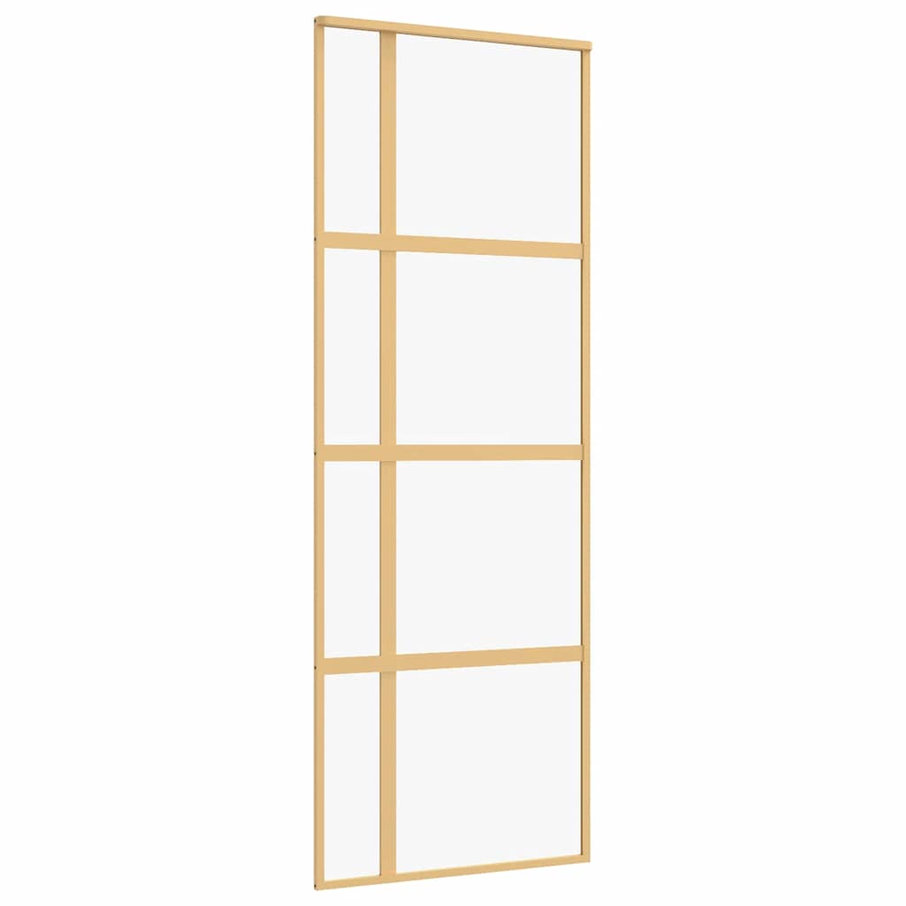 Schuifdeur 76x205 cm helder ESG-glas en aluminium goudkleurig is nu te koop bij PeponiXL, paradijselijk wonen!
