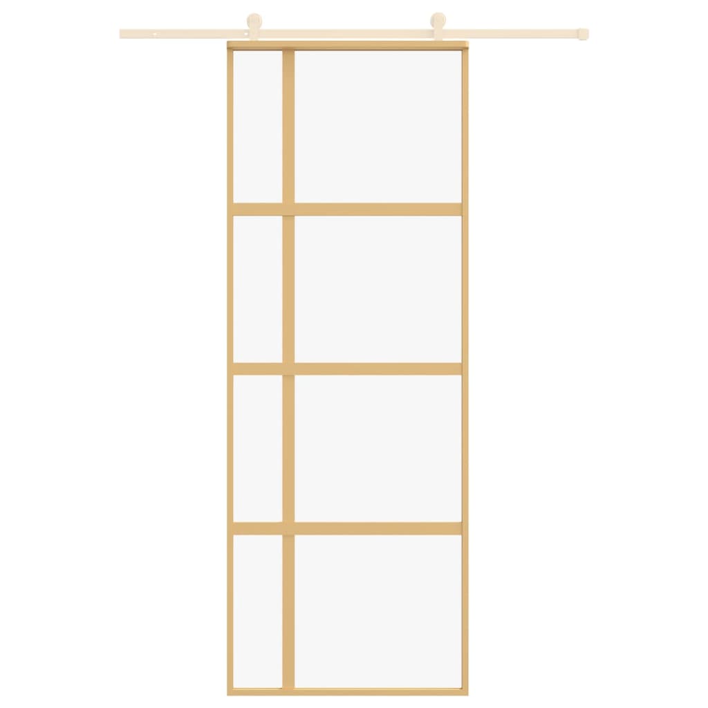 Schuifdeur 76x205 cm helder ESG-glas en aluminium goudkleurig is nu te koop bij PeponiXL, paradijselijk wonen!
