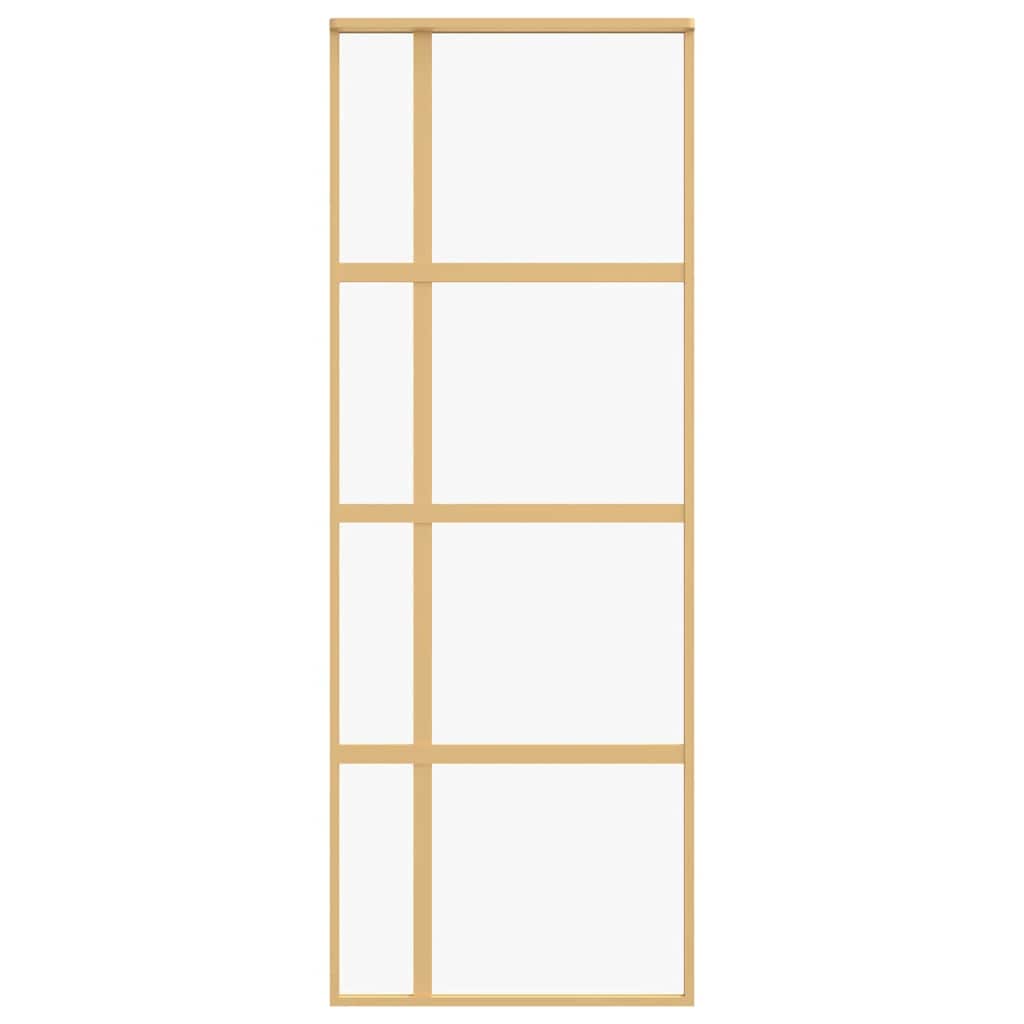 Schuifdeur 76x205 cm helder ESG-glas en aluminium goudkleurig is nu te koop bij PeponiXL, paradijselijk wonen!