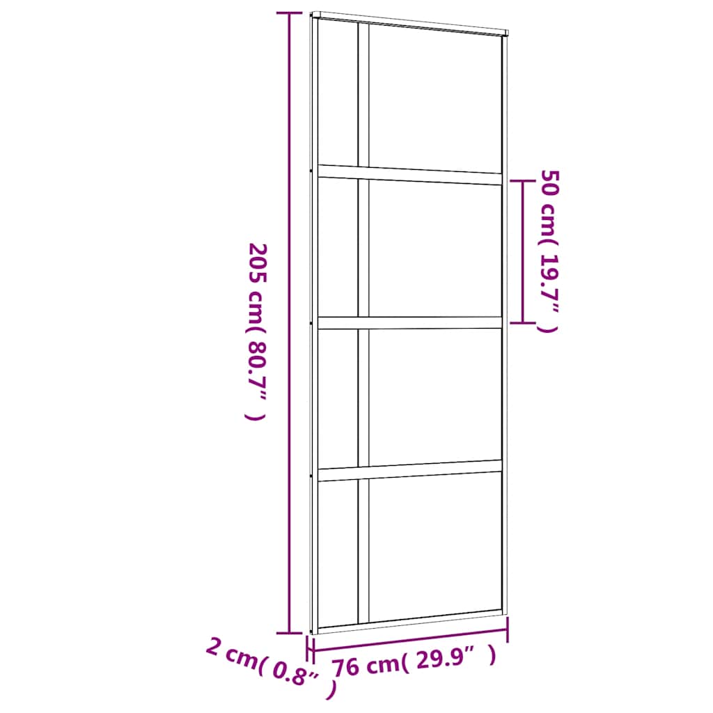 Schuifdeur 76x205 cm helder ESG-glas en aluminium goudkleurig is nu te koop bij PeponiXL, paradijselijk wonen!