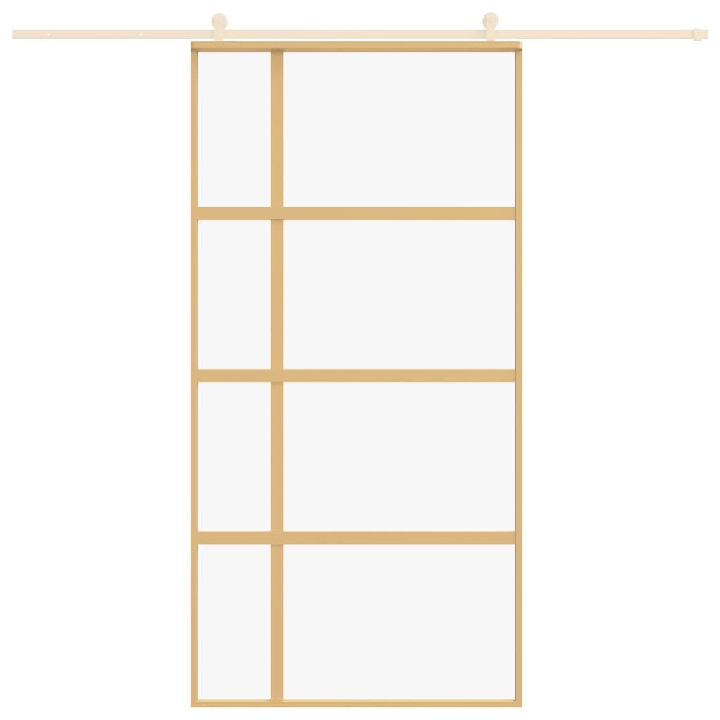 Schuifdeur 102,5x205 cm helder ESG-glas en aluminium goudkleur is nu te koop bij PeponiXL, paradijselijk wonen!