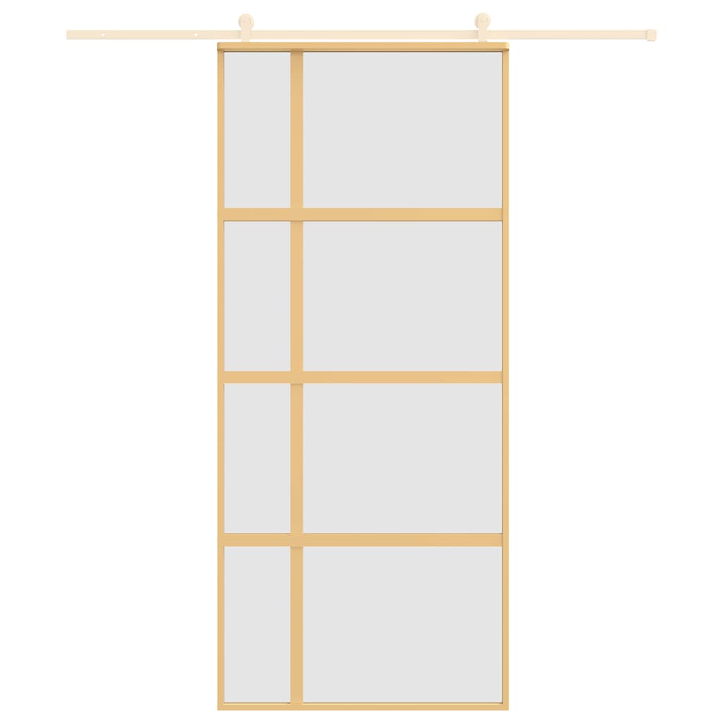 Schuifdeur 90x205 cm mat ESG-glas en aluminium goudkleurig is nu te koop bij PeponiXL, paradijselijk wonen!
