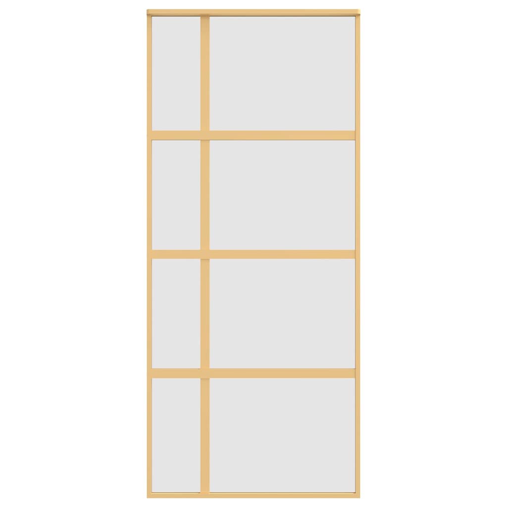 Schuifdeur 90x205 cm mat ESG-glas en aluminium goudkleurig is nu te koop bij PeponiXL, paradijselijk wonen!
