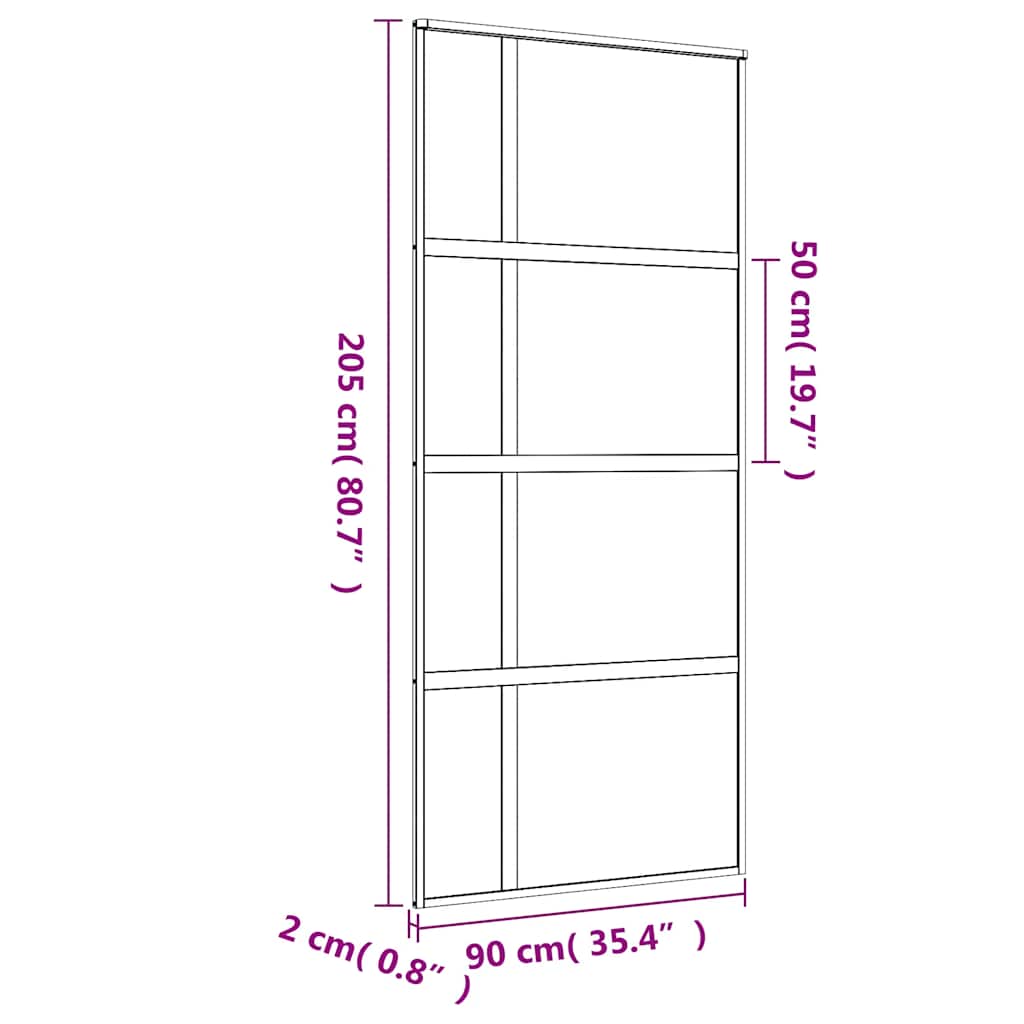 Schuifdeur 90x205 cm mat ESG-glas en aluminium goudkleurig is nu te koop bij PeponiXL, paradijselijk wonen!