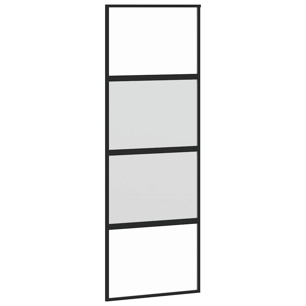 Schuifdeur 76x205 cm gehard glas en aluminium zwart is nu te koop bij PeponiXL, paradijselijk wonen!