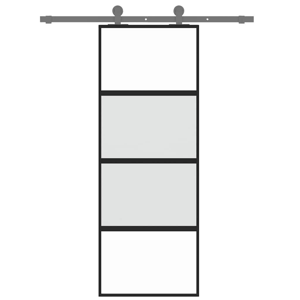 Schuifdeur 76x205 cm gehard glas en aluminium zwart is nu te koop bij PeponiXL, paradijselijk wonen!