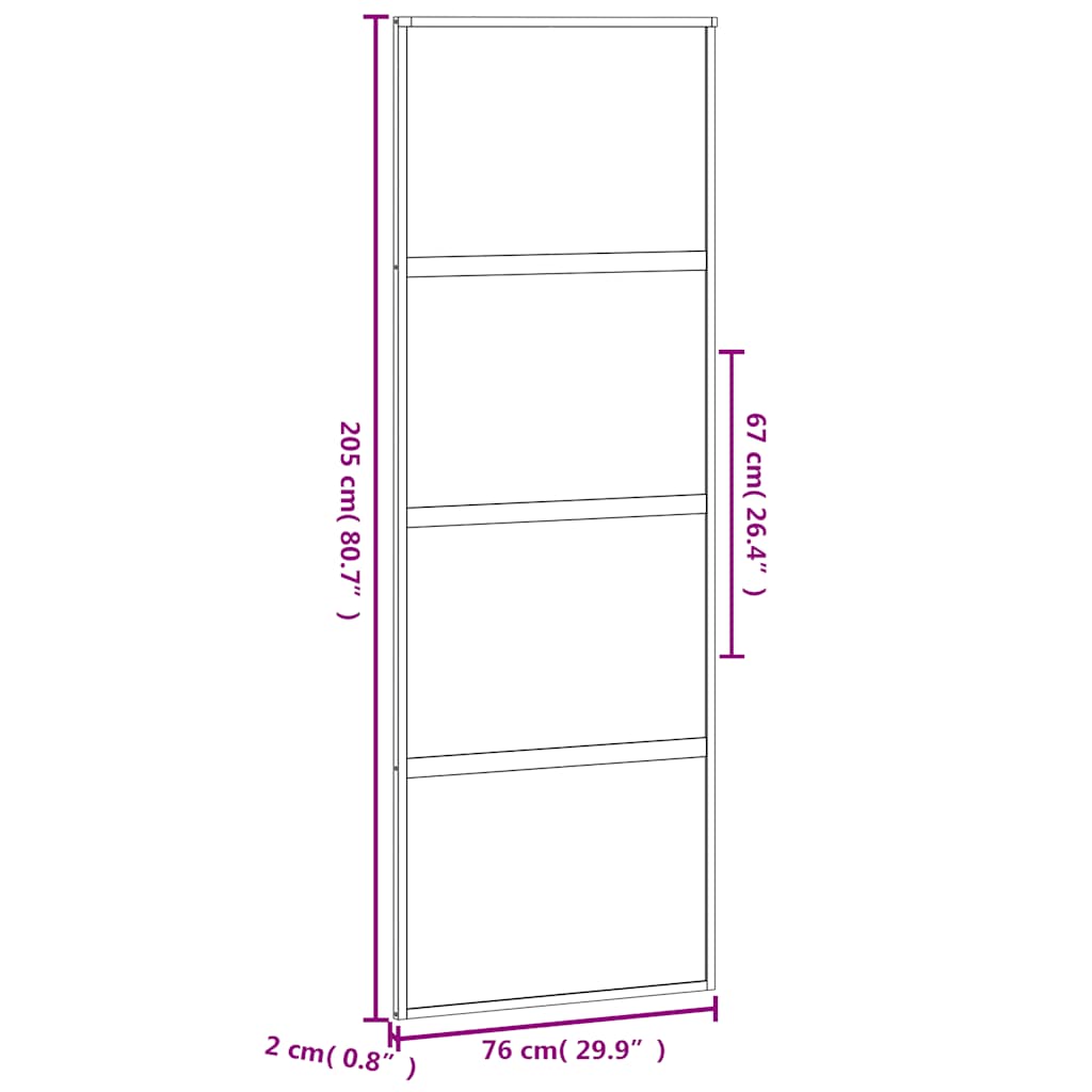 Schuifdeur 76x205 cm gehard glas en aluminium zwart is nu te koop bij PeponiXL, paradijselijk wonen!