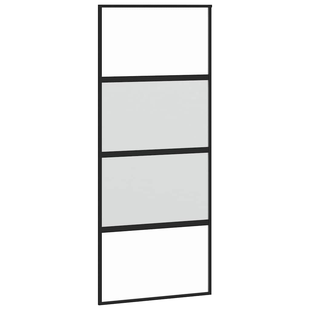 Schuifdeur 90x205 cm gehard glas en aluminium zwart is nu te koop bij PeponiXL, paradijselijk wonen!