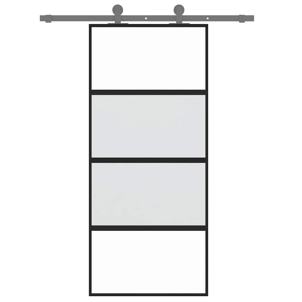 Schuifdeur 90x205 cm gehard glas en aluminium zwart is nu te koop bij PeponiXL, paradijselijk wonen!