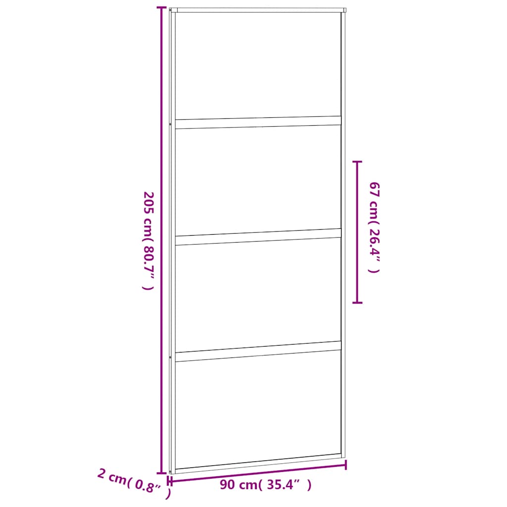 Schuifdeur 90x205 cm gehard glas en aluminium zwart is nu te koop bij PeponiXL, paradijselijk wonen!
