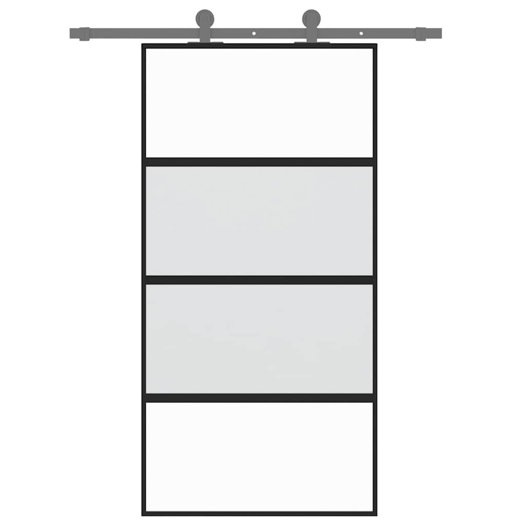 Schuifdeur 102,5x205 cm gehard glas en aluminium zwart is nu te koop bij PeponiXL, paradijselijk wonen!
