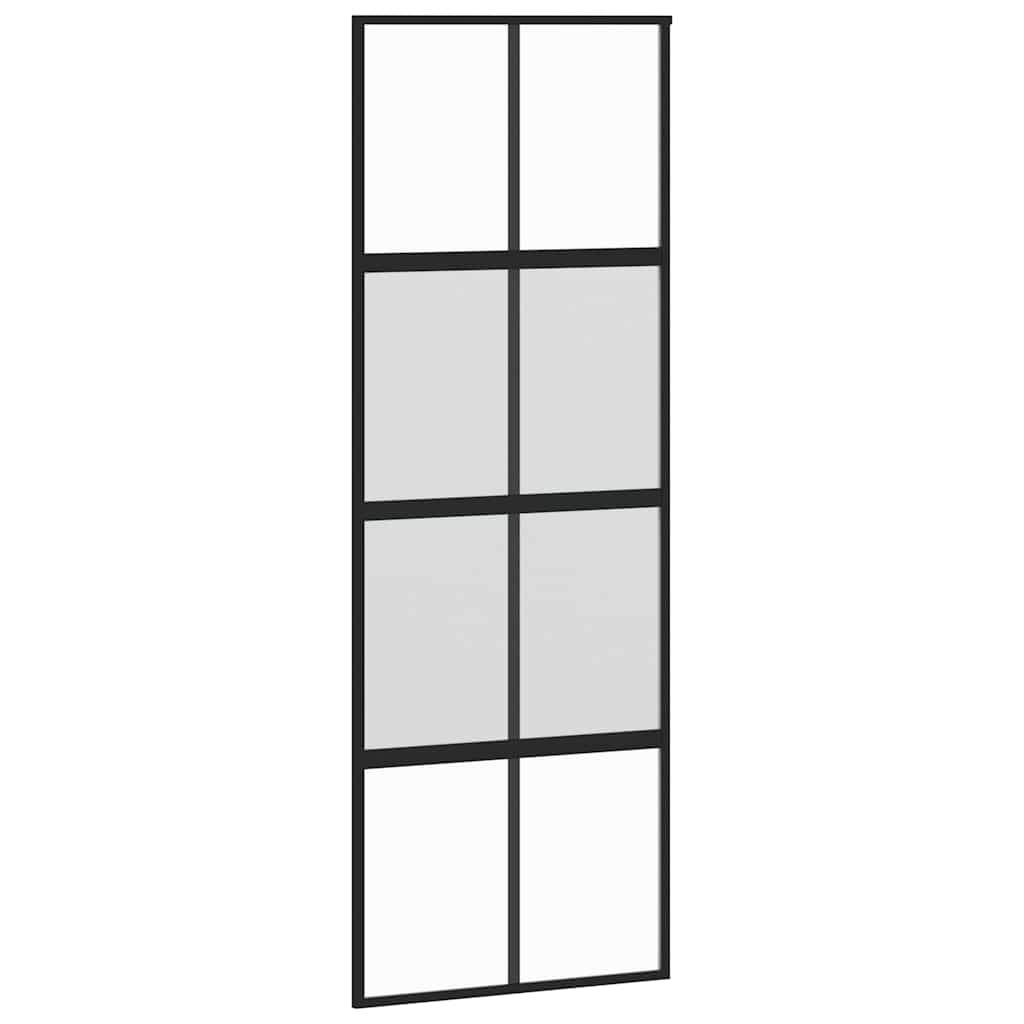 Schuifdeur 76x205 cm gehard glas en aluminium zwart is nu te koop bij PeponiXL, paradijselijk wonen!