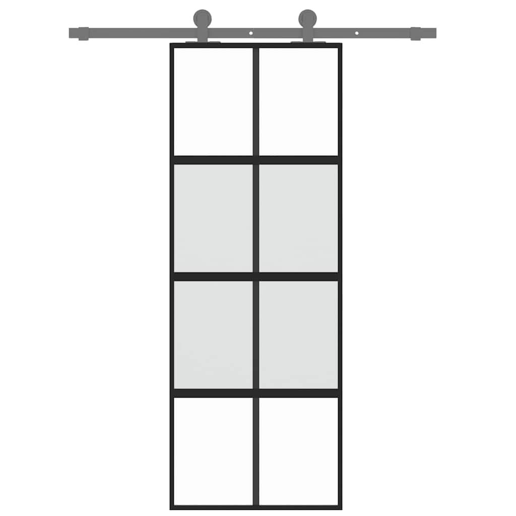Schuifdeur 76x205 cm gehard glas en aluminium zwart is nu te koop bij PeponiXL, paradijselijk wonen!