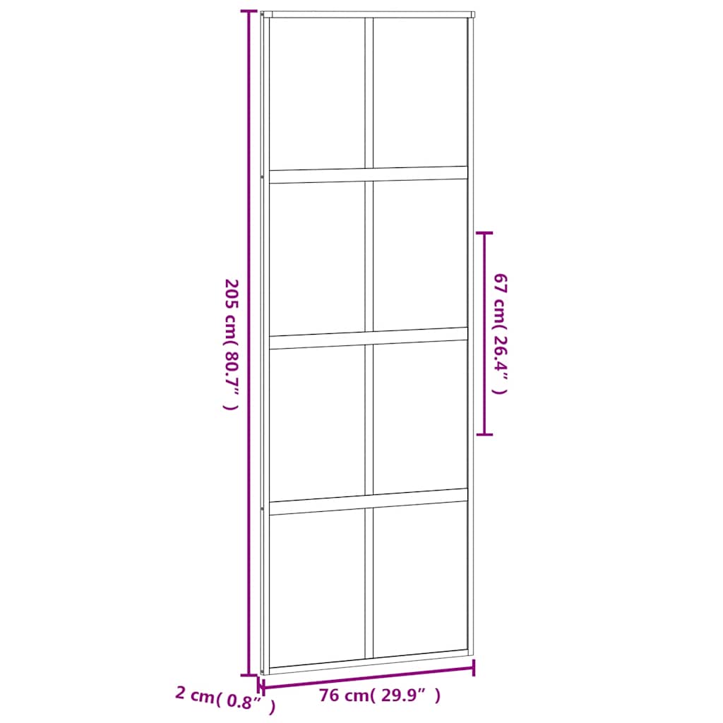 Schuifdeur 76x205 cm gehard glas en aluminium zwart is nu te koop bij PeponiXL, paradijselijk wonen!