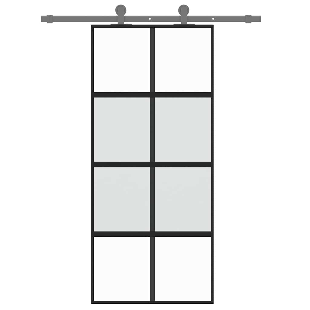Schuifdeur 90x205 cm gehard glas en aluminium zwart is nu te koop bij PeponiXL, paradijselijk wonen!