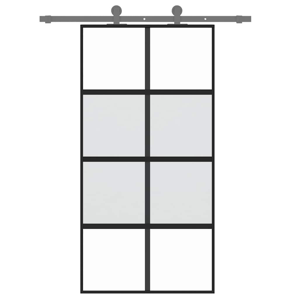 Schuifdeur 102,5x205 cm gehard glas en aluminium zwart is nu te koop bij PeponiXL, paradijselijk wonen!