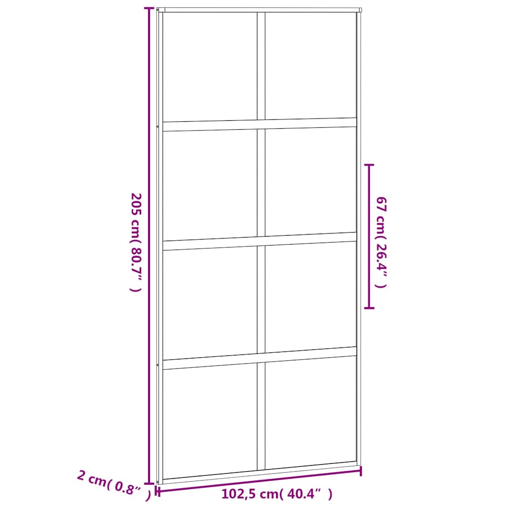 Schuifdeur 102,5x205 cm gehard glas en aluminium zwart is nu te koop bij PeponiXL, paradijselijk wonen!