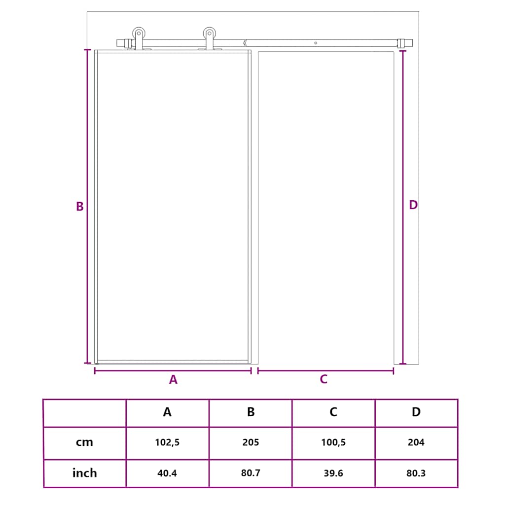 Schuifdeur 102,5x205 cm gehard glas en aluminium zwart is nu te koop bij PeponiXL, paradijselijk wonen!