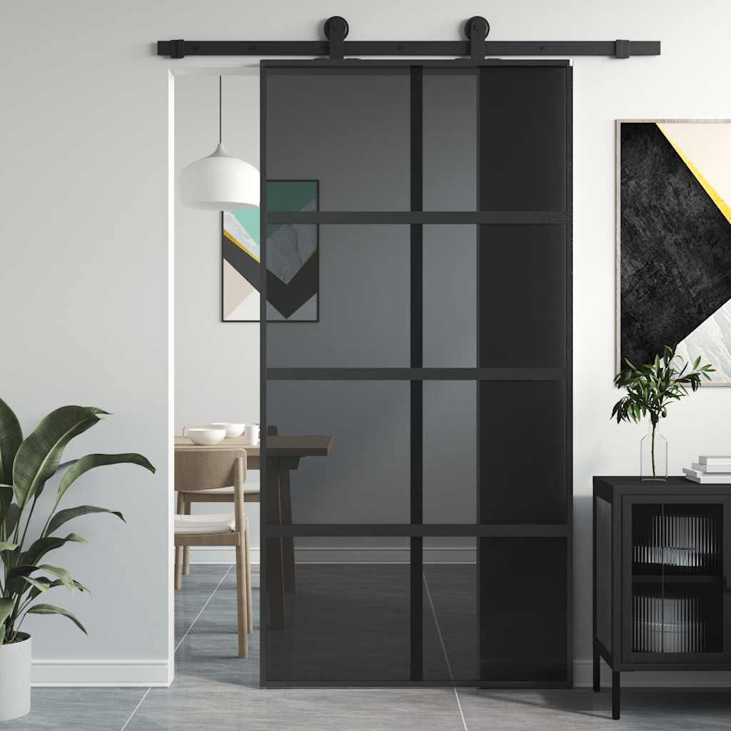 Schuifdeur 102,5x205 cm gehard glas en aluminium zwart is nu te koop bij PeponiXL, paradijselijk wonen!