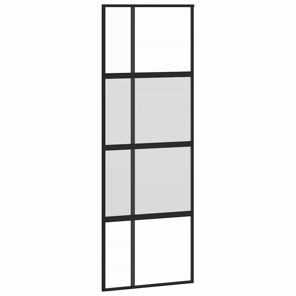 Schuifdeur 76x205 cm gehard glas en aluminium zwart is nu te koop bij PeponiXL, paradijselijk wonen!