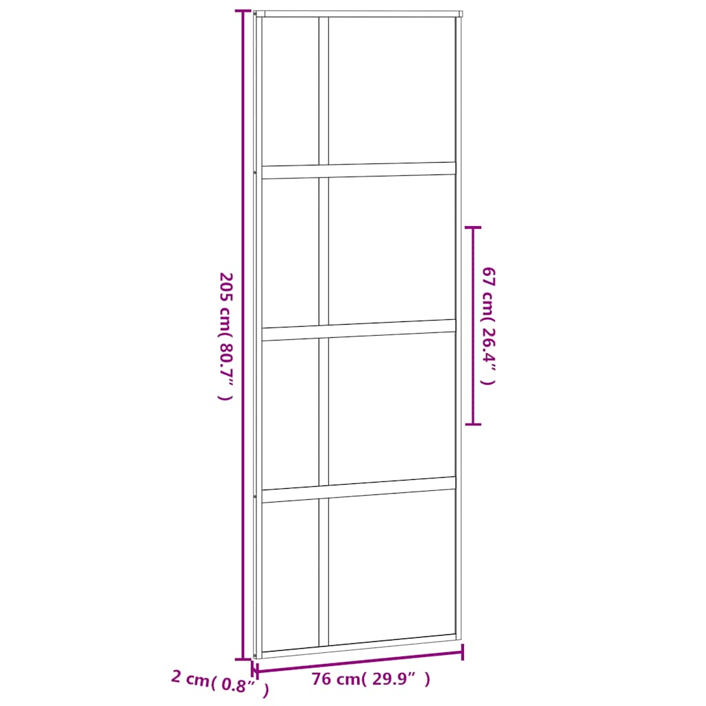 Schuifdeur 76x205 cm gehard glas en aluminium zwart is nu te koop bij PeponiXL, paradijselijk wonen!