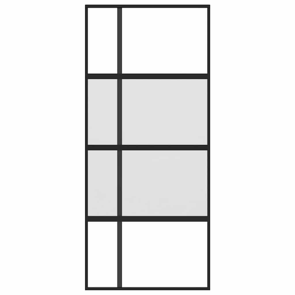 Schuifdeur 90x205 cm gehard glas en aluminium zwart is nu te koop bij PeponiXL, paradijselijk wonen!