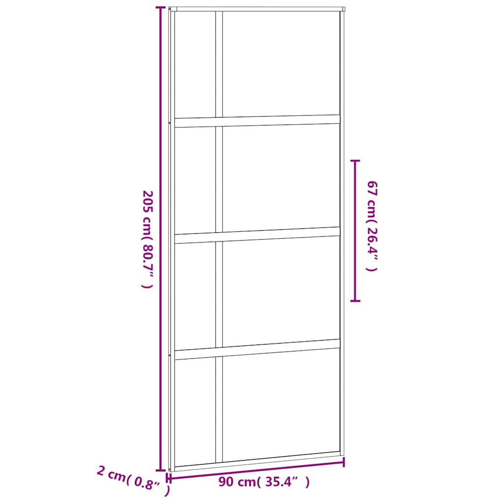 Schuifdeur 90x205 cm gehard glas en aluminium zwart is nu te koop bij PeponiXL, paradijselijk wonen!