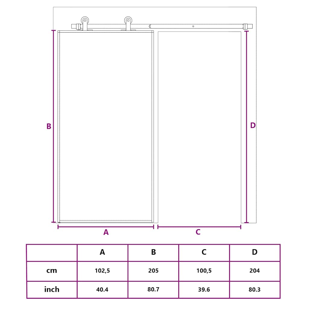 Schuifdeur 102,5x205 cm gehard glas en aluminium zwart is nu te koop bij PeponiXL, paradijselijk wonen!
