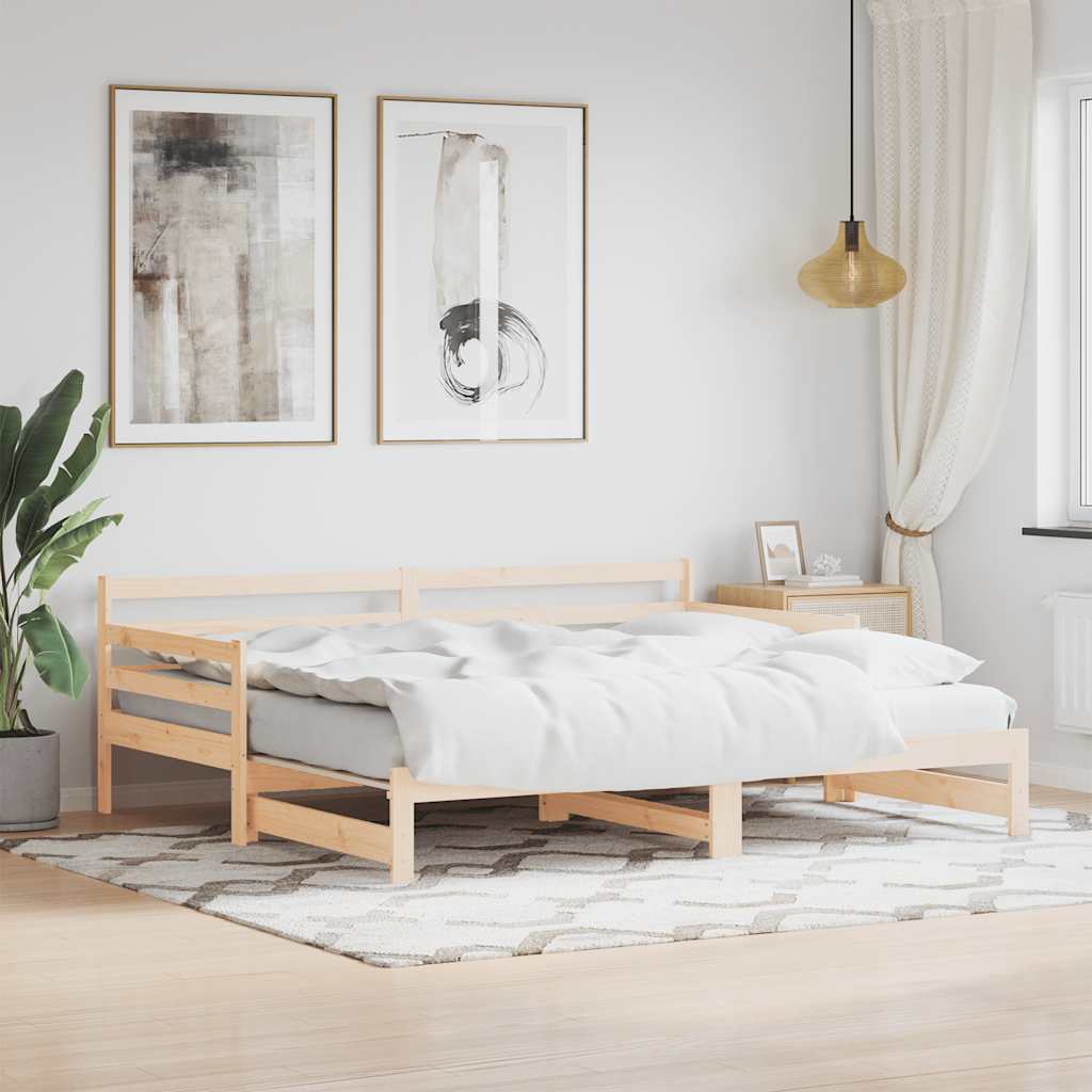 Slaapbank met onderschuifbed 90x190 cm massief grenenhout is nu te koop bij PeponiXL, paradijselijk wonen!