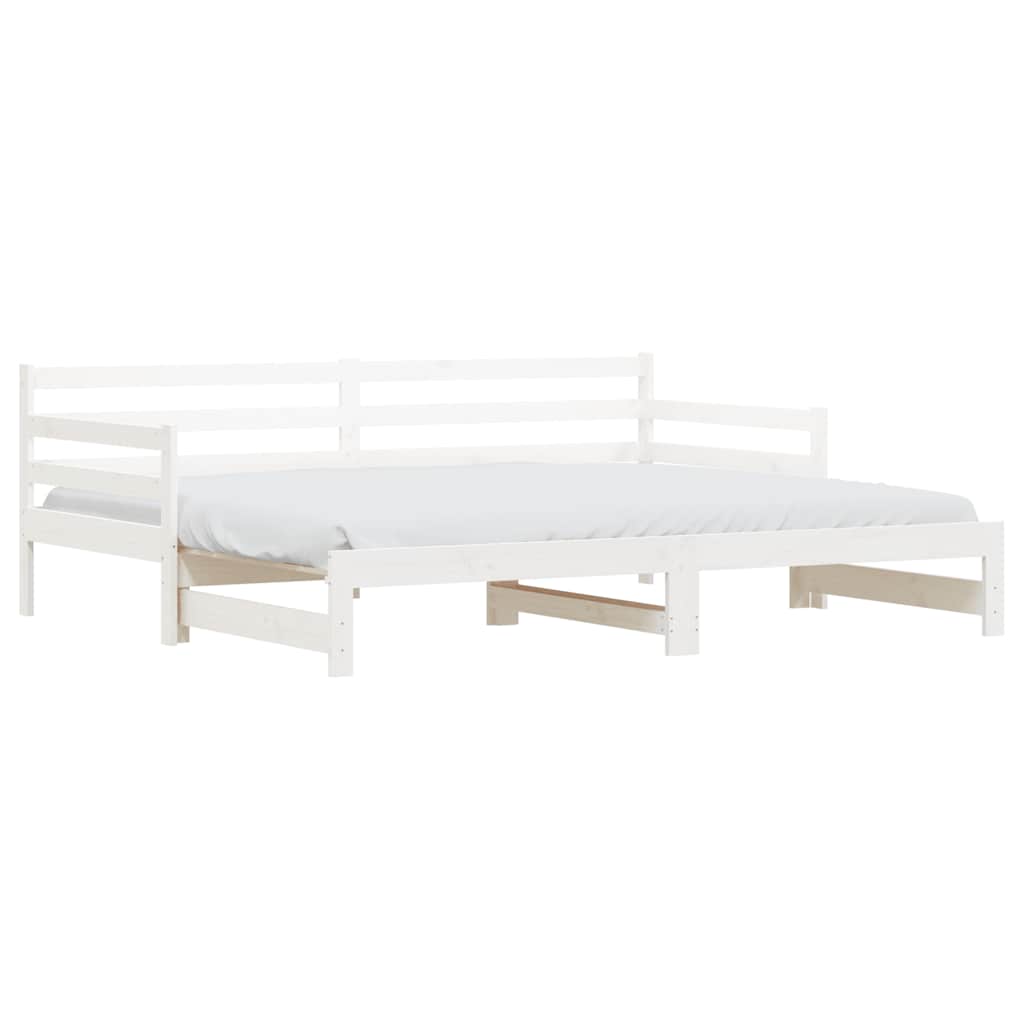 Slaapbank met onderschuifbed 90x190 cm massief grenenhout wit is nu te koop bij PeponiXL, paradijselijk wonen!