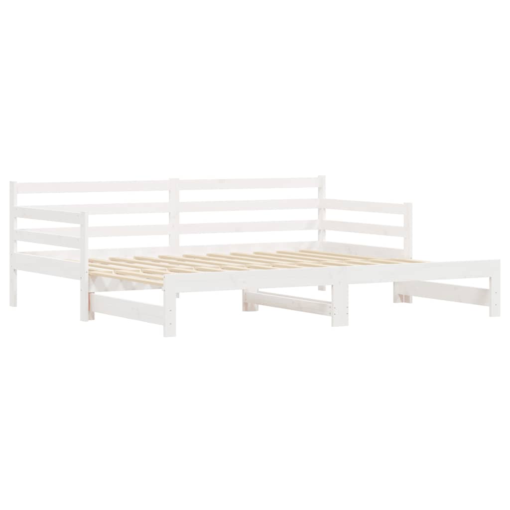 Slaapbank met onderschuifbed 90x190 cm massief grenenhout wit is nu te koop bij PeponiXL, paradijselijk wonen!