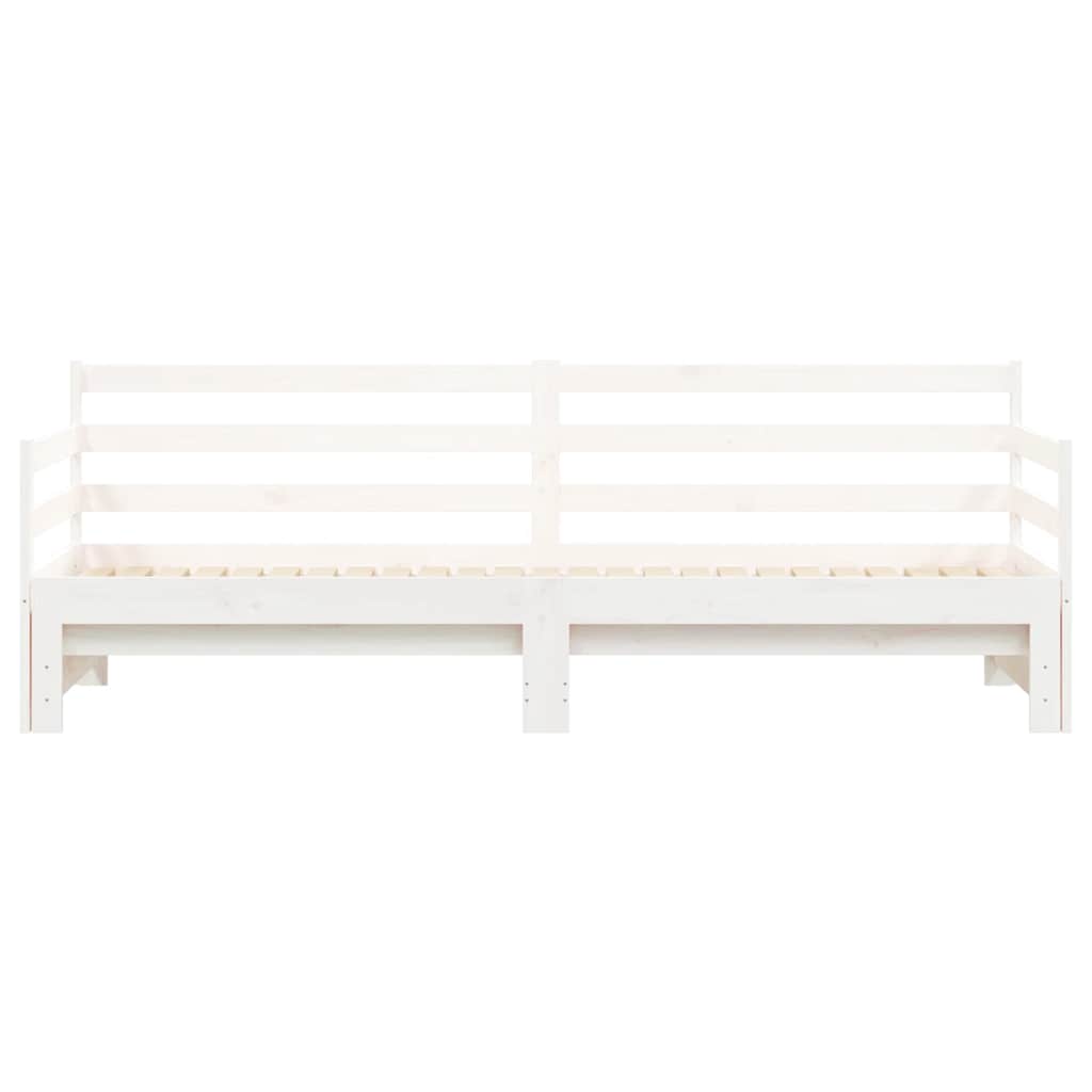 Slaapbank met onderschuifbed 90x190 cm massief grenenhout wit is nu te koop bij PeponiXL, paradijselijk wonen!