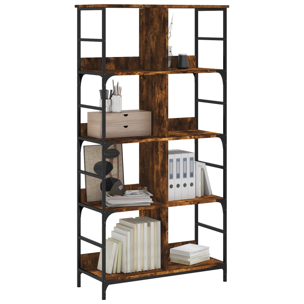 Boekenrek 78,5x33x153 cm bewerkt hout gerookt eikenkleurig is nu te koop bij PeponiXL, paradijselijk wonen!