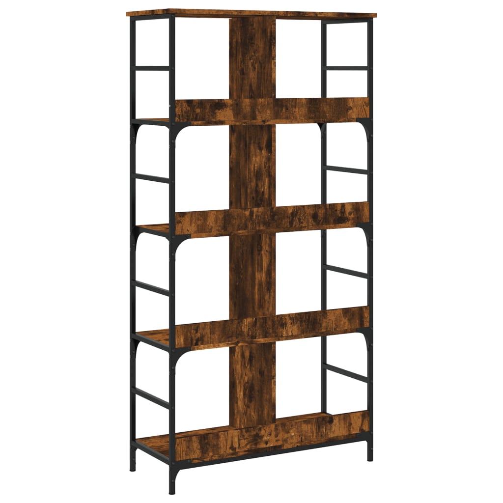 Boekenrek 78,5x33x153 cm bewerkt hout gerookt eikenkleurig is nu te koop bij PeponiXL, paradijselijk wonen!
