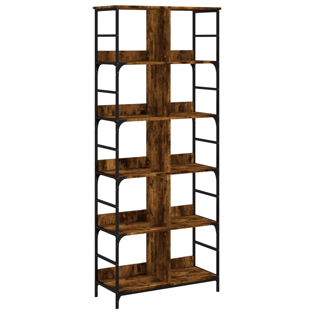 Boekenrek 78,5x33x188,5 cm bewerkt hout gerookt eikenkleurig is nu te koop bij PeponiXL, paradijselijk wonen!