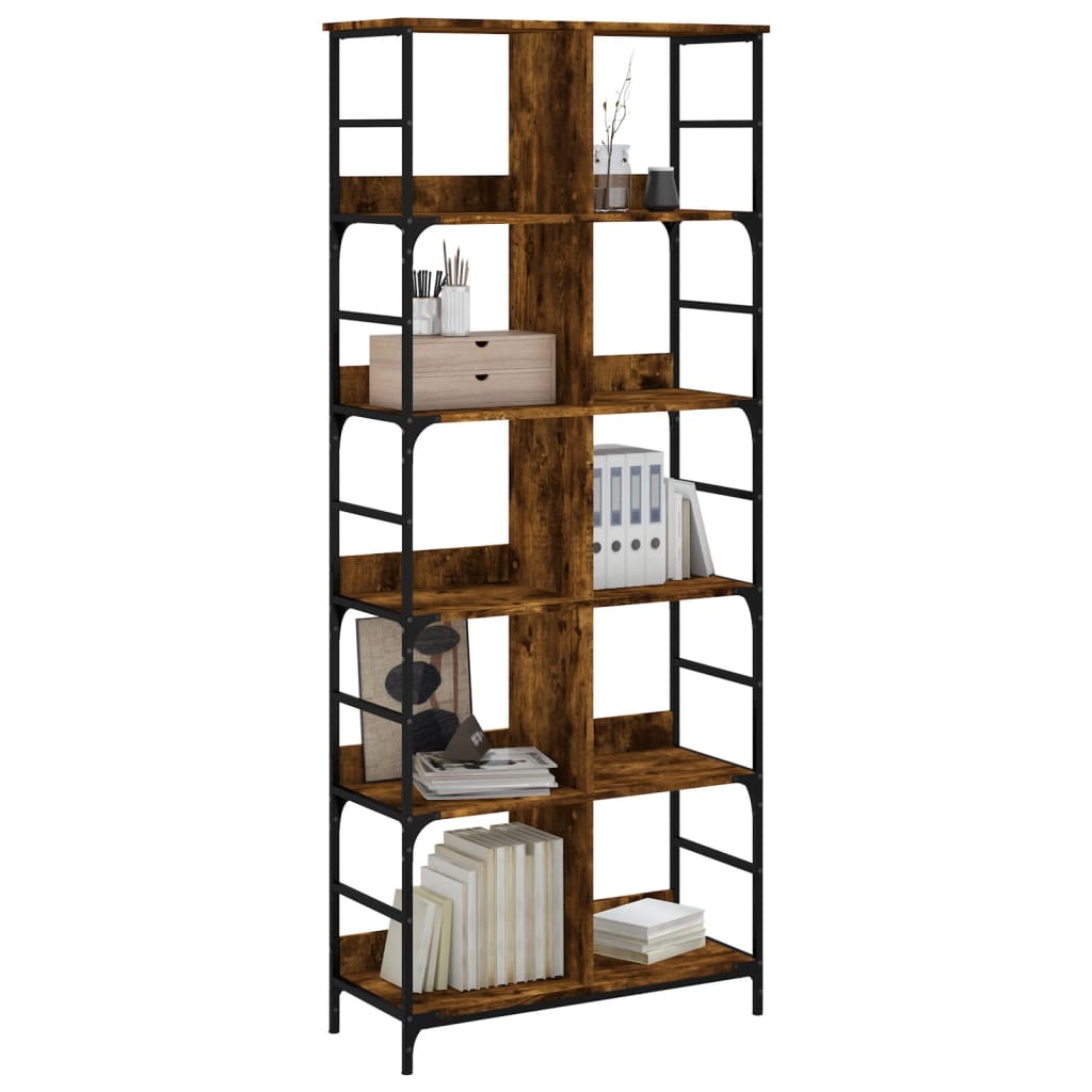 Boekenrek 78,5x33x188,5 cm bewerkt hout gerookt eikenkleurig is nu te koop bij PeponiXL, paradijselijk wonen!